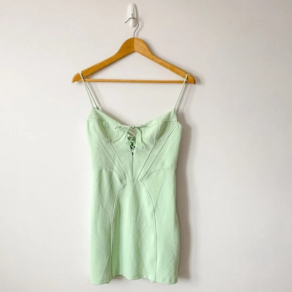 Zara  Corset Style Mini Dress Mint Green Blogger Fav Size Medium - Picture 6 of 10